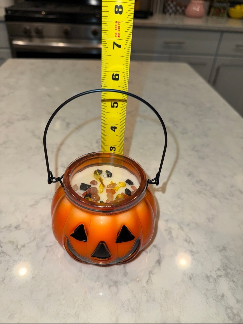 New Halloween Pumpkin Candle Jar with Crystals - Picture 3 of 6